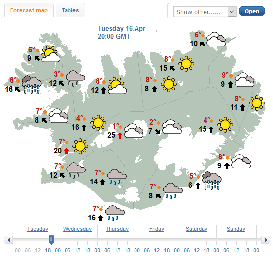 Vedur.is weather forecast Iceland
