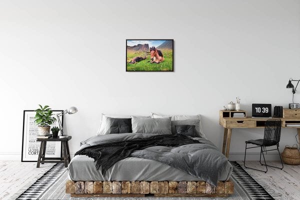 CAN018 Relaxed Horses 20x30 Framed Brown Rum 1200