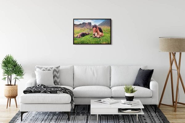 CAN018 Relaxed Horses 20x30 Framed Brown Sofi 1200